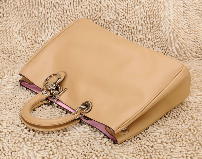 Christian Dior diorissimo nappa leather bag 0901 apricot with silver hardware